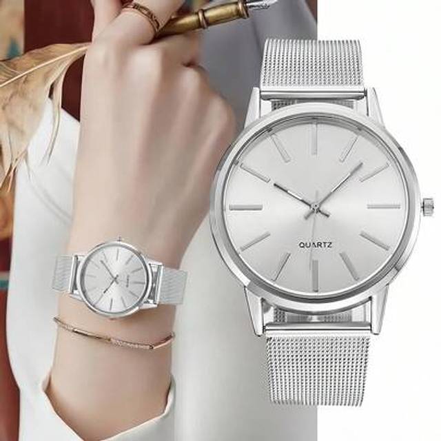 SHEIN 1PC Women Watch Luxury Fashionable Simple Mesh Large Dial Bar Scale Quartz Wrist Watches For Women Gift Relogio Masculino, Ideal Choice For Gifts(Only
