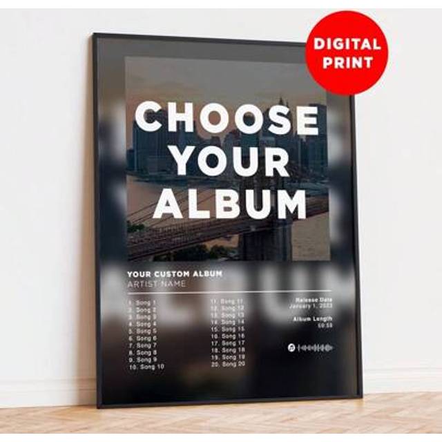 SHEIN 1PC Frameless Custom Album Poster, Waterproof, Oil-Proof And Colorfast Canvas, Full Cover Background, Personalized Album Poster, Music Poster, Wall Ar