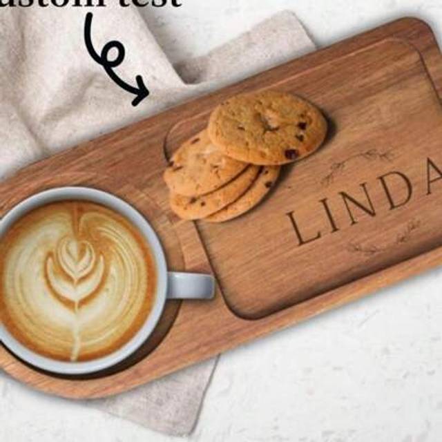 SHEIN Personalized Tea & Biscuit Board, Christmas Gifts, Coffee And Snack Board, Engraved Board, Gifts For Tea And Coffee Lover, Wood Serving Tray Water Bot