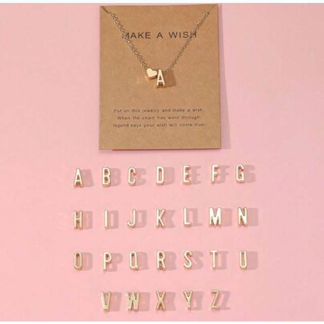 SHEIN 1pc Simple Alphabet Gold Letter Heart Decor Pendant Necklace, Perfect As Gift For Family And Friends