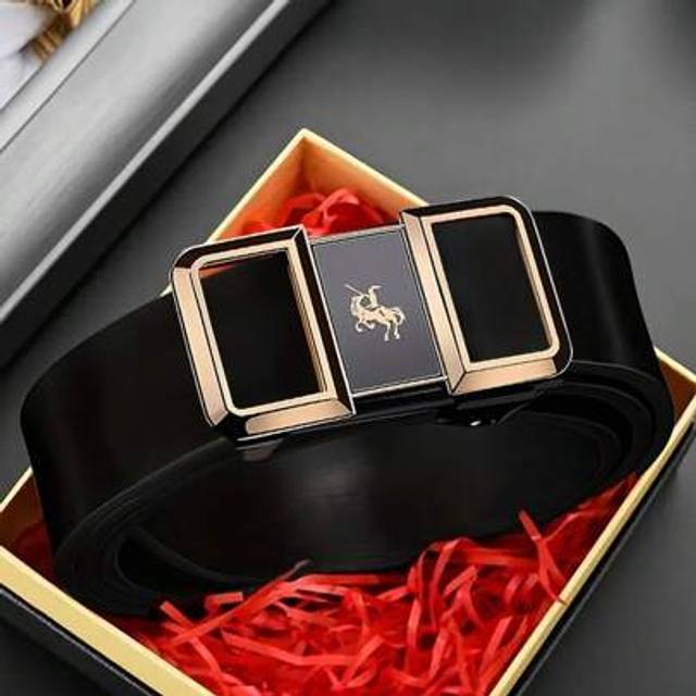 SHEIN 1pc Men&#39;s Fashionable Smooth Buckle Pu Leather Belt Without Gift Box Work Summer, School