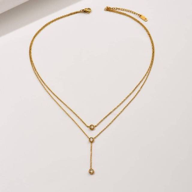 SHEIN Cubic Zirconia Decor Y Lariat Necklace