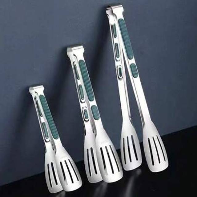 SHEIN 1pc 304 Stainless Steel Food Tongs For Grilling, Self-Service Dining And Cooking, Non-Slip And Heat Resistant, Essential Kitchen Tool For Home