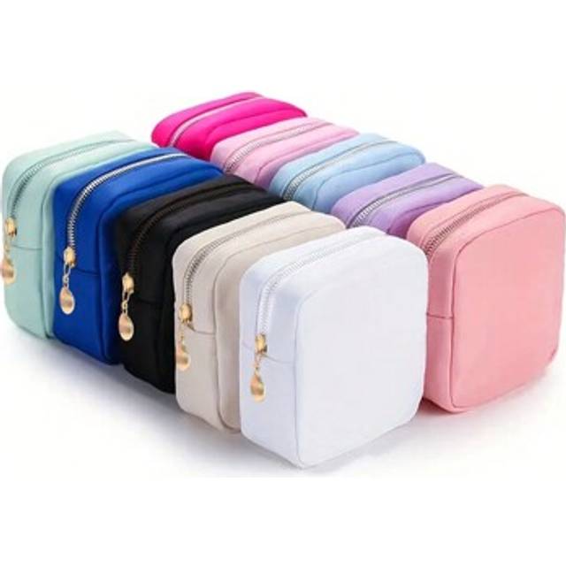 SHEIN 1pc Waterproof Mini Makeup Bag Pouch For Purse, Small Cosmetic Travel Bag Pouch Nylon Toiletry Organizers Bag For Women, Cute Mini Zipper Pouch Preppy