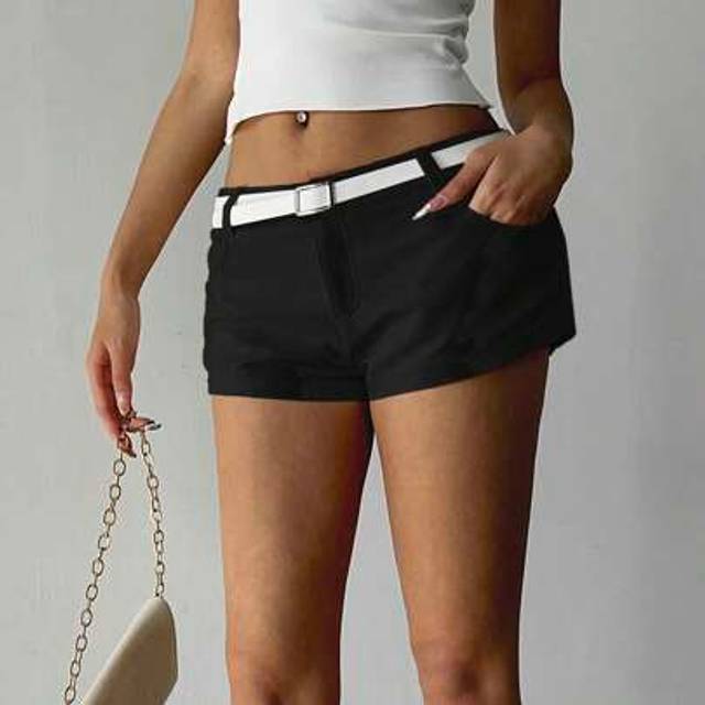 Aloruh Women&#39;s Shorts New Arrival, Sexy Stylish Solid Color With Belt Mini Super Short Shorts, Autumn/Winter