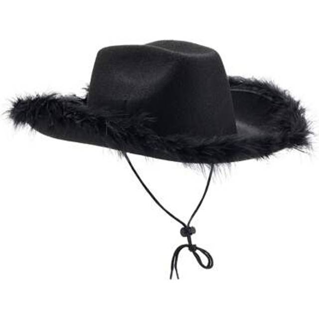 SHEIN Womens Cowboy Hat, Adult Solid Color Furry Trim Wide Brim Hat Female Cap For Dating Party