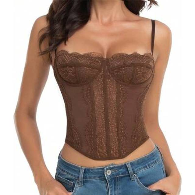 SHEIN 1pc Lace Bustier Corset Tops For Women Sexy Going Out Party Club Top With Buckle