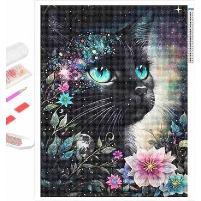 SHEIN 5D Diamond Painting Black Cat Mosaic Animal New DIY Floral Painting Picture Rhinestones Handicraft Art Kit Gifts Birthday Graduation