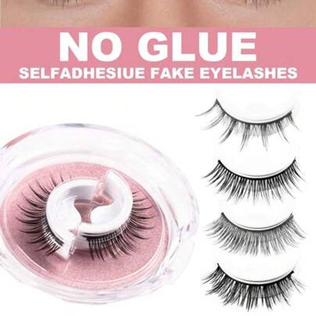 SHEIN 1pair Self-Adhesive False Eyelashes, Glue-Free DIY Lashes, Easy To Wear ,Natural Soft Reusable Lashes For Beginner