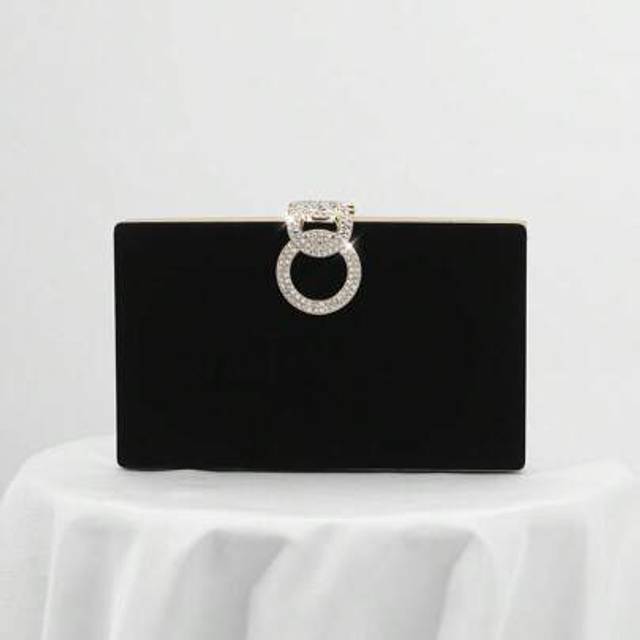 SHEIN Women&#39;s Fashion Velvet Box-Shaped Evening Clutch Bag, Luxury Rhinestone Decor Covered Handbag Formal Party Purse, Prom Bag, Bridal Purse With Chain, B