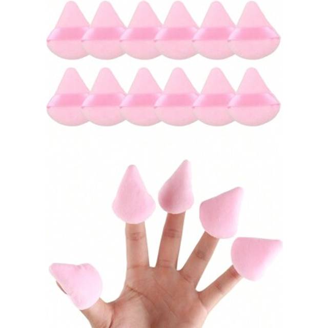 SHEIN 5pcs/10pcs/12pcs/20pcs/30pcs/50pcs/100pcs Mini Triangle Flocked Double-Sided Makeup Sponges, Suitable For Setting, Soft And Fluffy Texture, For Face &