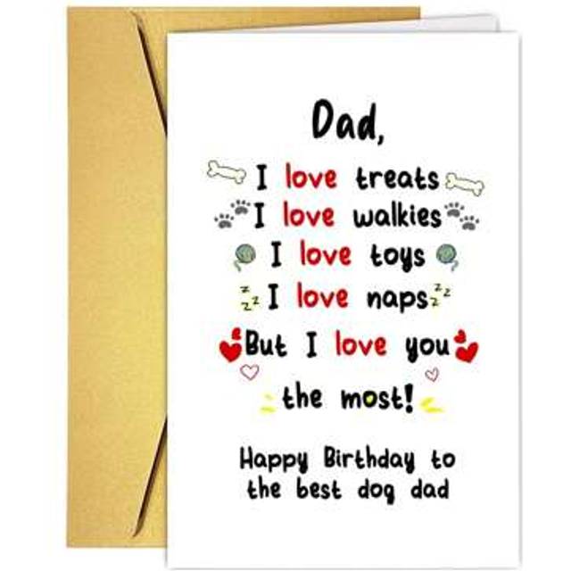 SHEIN 1pc Cute Dog Dad Birthday Card, Funny Birthday Card Gift From Dog, Dog Dad Gift Card, Happy Daddy Birthday Card From Dog Pet Puppy, Dog Lover Dad Birt