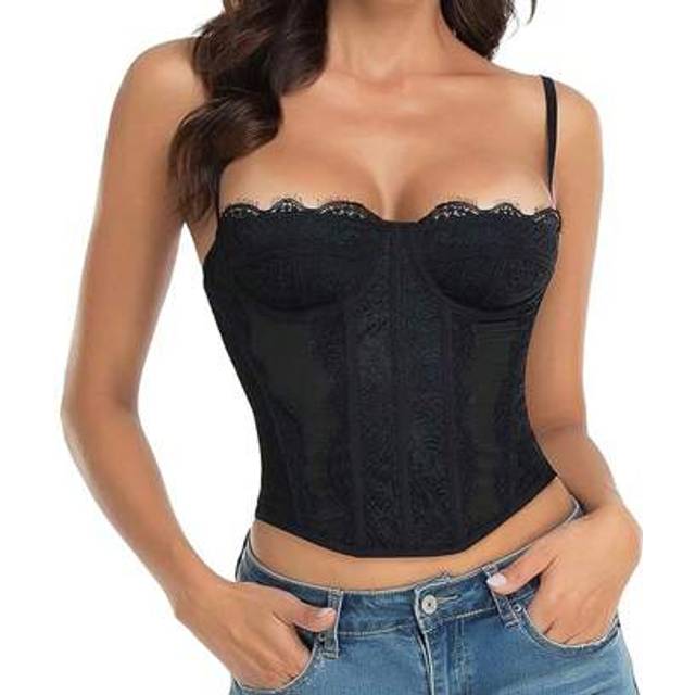 SHEIN 1pc Lace Bustier Corset Tops For Women Sexy Going Out Party Club Top With Buckle
