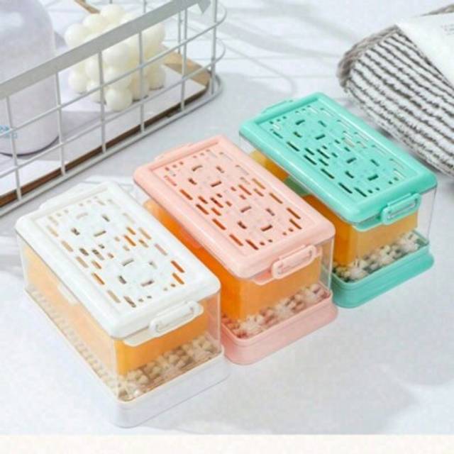 SHEIN Multi-Functional Soap Dish With Cover - Durable Plastic, Square Drainage Design For Bathroom Organization. New Household Plastic Soap Drainage Storage