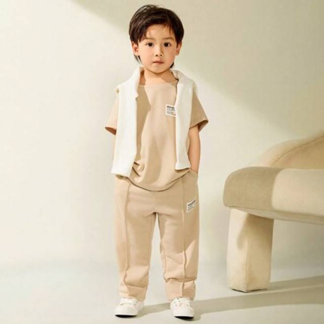 SHEIN 2pcs Casual All-Match Matching Short-Sleeve T-Shirt And Long Pants Set For Young Boys, Suitable For Outings, School, Daily Gatherings, Spring/Summer