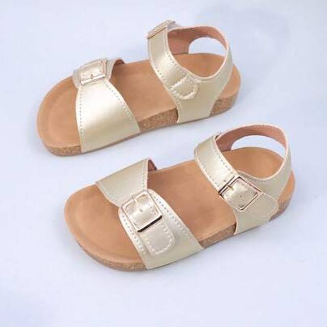 SHEIN 1 Pair Of Girls&#39; Solid Color Cork Sandals With Platform, Cute Solid Color Comfortable Thick Sole, Children&#39;s Fashionable Multifunctional Anti Slip Cas