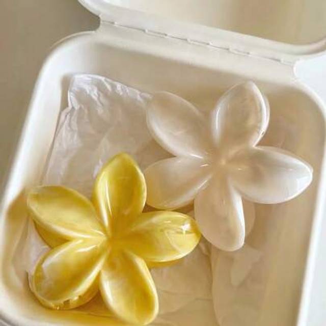 SHEIN 2pcs Acrylic Ombre Large Flower Hair Claw Clips, Minimalist Elegant Hair Accessories For Buns, Versatile For Daily Wear, Vacation, Travel
