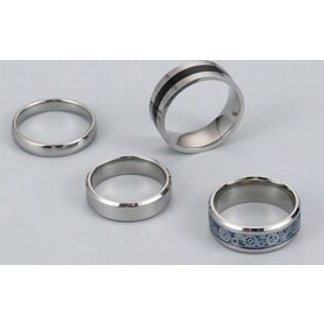 SHEIN 4pcs Punk Hip-Hop Style Resin Dragon Scale Stainless Steel Ring Set, Suitable For Men