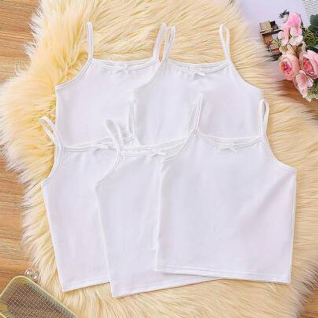 SHEIN 5pcs/Pack Young Girl Casual Milk Silk Fabric Simple Camisole Vest With Bow, Comfortable & Suitable For Outerwear