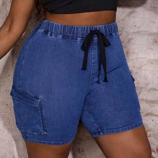 Slaydiva Plus Size High Waisted Skinny Sexy Utilitarian Denim Shorts Summer Summer Outfits For Women Vacation Outfits Women Cowgirl Outfits For Women Western W