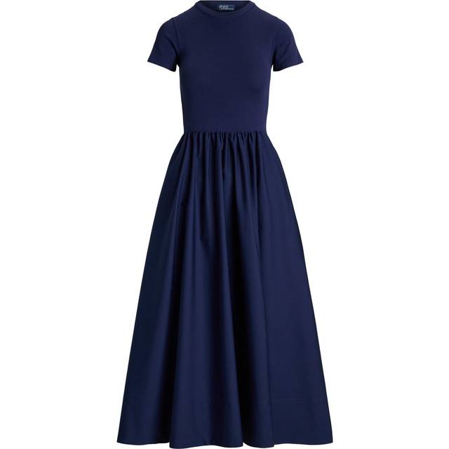Polo Ralph Lauren Cotton-Jersey and Poplin Dress - M - Blue