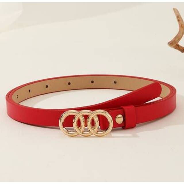 SHEIN 1pc Women&#39;s Fashion Casual Slim Waist Belt With 3 Ring Buckle, Stylish Waist Accessory For Summer Outfits