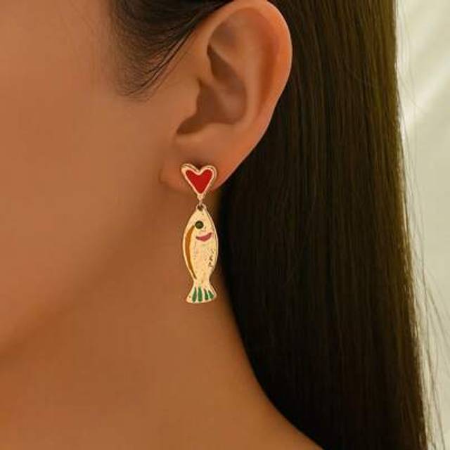 SHEIN 1 Pair Ocean Holiday Style Simple Beach Marine Life Small Fish Dangling Earrings