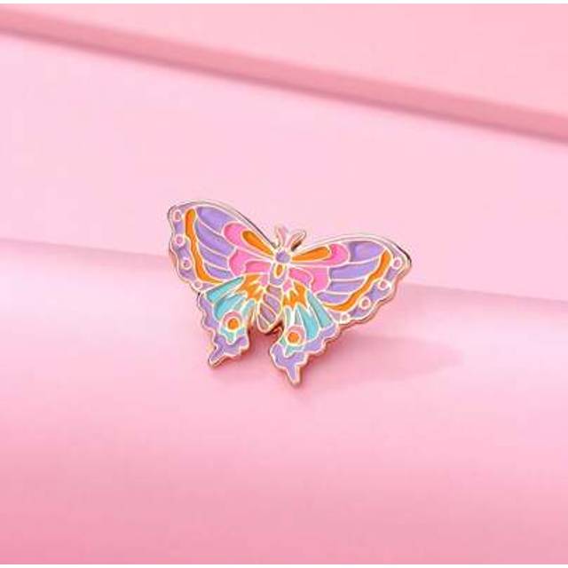 SHEIN 1pc Girls&#39; Zinc Alloy Butterfly Shaped Purple Drippy Gold Plated Cute Brooch Pin, Suitable For Daily Casual, Hat, Jewelry Accessory