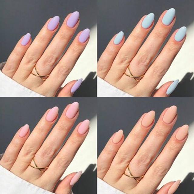 SHEIN 96pcs/Box (4mixed Color)Short Oval Glossy Macarons Solid Color Tip Press On Nail Short Almonds Perfect Fit Acrylic False Nails Set, ,Include: 1Jelly G