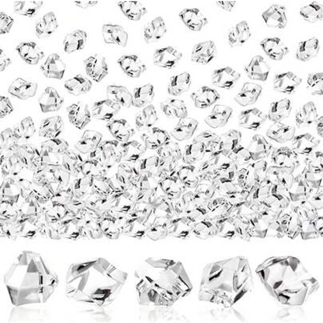 SHEIN 100PCS Transparent Acrylic Gems Crystals Clear Rocks Plastic Diamonds Vase Centerpiece For Christmas Vase Fillers Winter Decoration Party Table Scatte