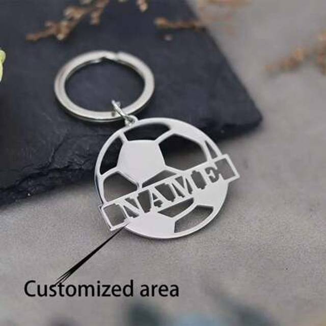 SHEIN 1 Piece Customizable Soccer Keychain - Personalized Name Tag, Stainless Steel, Minimalist Design - Ideal Gift For Mother&#39;s Day, Valentine&#39;s Day, Birth