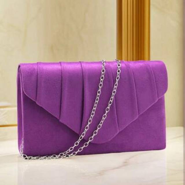 SHEIN Red Color Women Evening Bags Cover Envelope Design Pary Wedding Girl Handbags With Chan Shoulder Clutch Velvet Fashion Purse