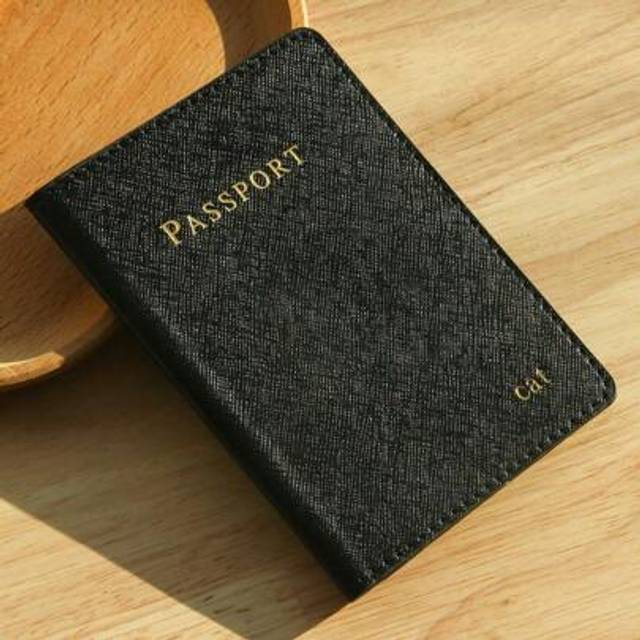 SHEIN Personalized Passport Holder Customized Hot Stamping Name Passport Customize Letters Cover Passport Holder Classical Travel Wallet Elegant Document C