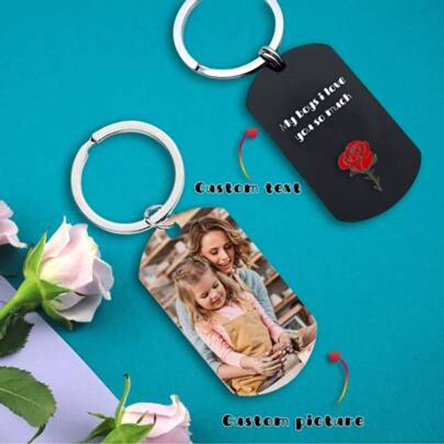 SHEIN 1pc Personalized Keychain & Pendant Necklace, Custom Photo Keychain, Pet Tag, Customized Gift For Boyfriend, Girlfriend, Mother&#39;s Day, Father&#39;s Day Gi