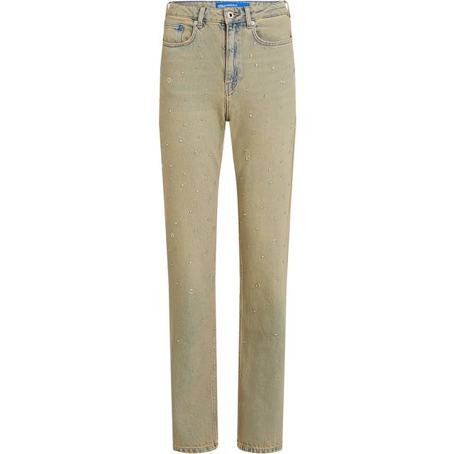 Karl Lagerfeld, Studded High-rise Straight Jeans, Woman, Rust Washed Blue, Size: W27 L30