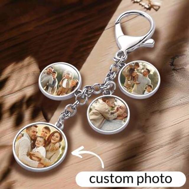 SHEIN 1Pc Custom Keychain With Picture Personalized Photo Keychains Customized Key Chain For Women Men Custom Keychain Memorial Gifts With Personalized Phot