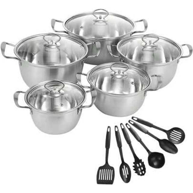 SHEIN 11PCS Induction Non Stick Stainless Steel Cookware Cooking Pot Pan With Lids Set