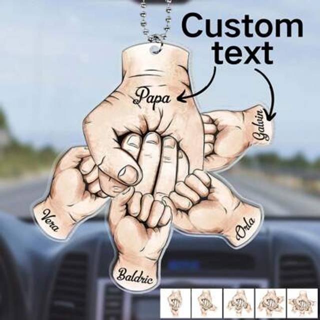 SHEIN 1 Pc Custom Name Hand Fist Acrylic Car Hange Bag Pendant, Personalized Dad Gifts For Father&#39;s Day,The Love Between Dad And His Kids Is Forever Keychai