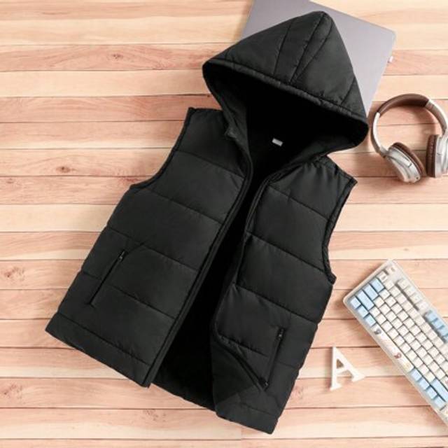 SHEIN Tween Boys Casual Hooded Vest, Suitable For Outings, Autumn/Winter