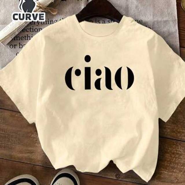 SHEIN Plus Size Summer Women&#39;s Loose T-Shirt, CIAO Letter Pattern Print