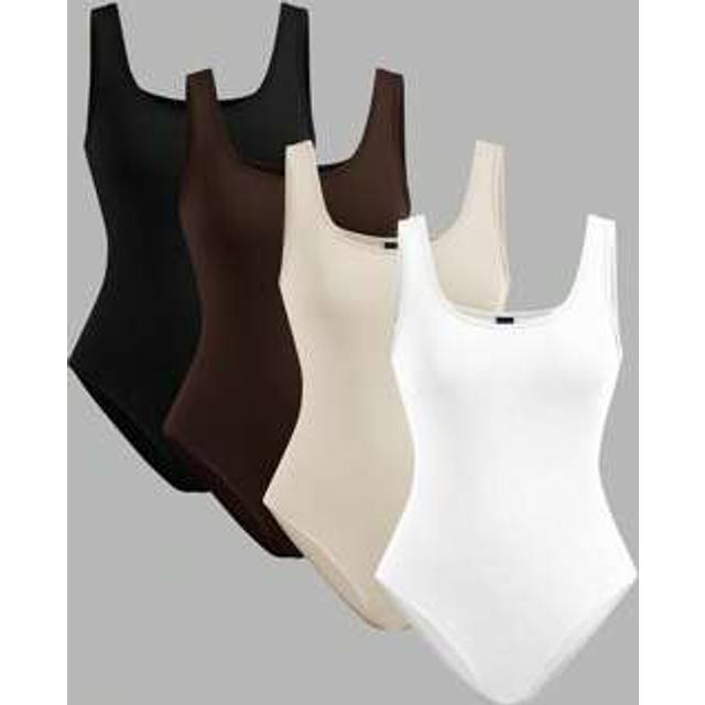 SHEIN 4Pcs Women Multi-Color Camisole Tight Bodysuit Set, Casual Wear Suitable For Summer