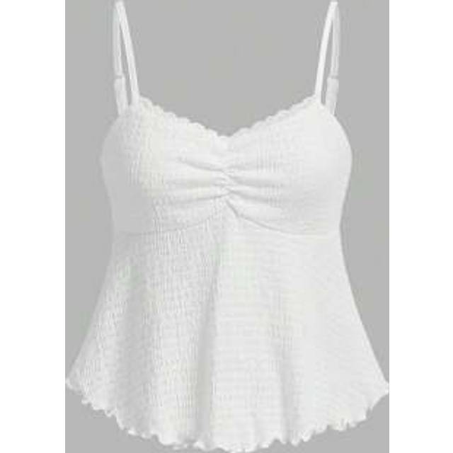 SHEIN Pleated Chest, Arc Swing Hem, Back Shirred Tank Top