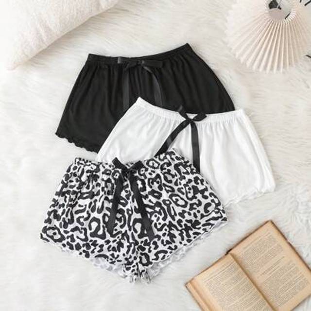 SHEIN 3pcs Women Casual Sleepwear Bottoms With Bow Decor