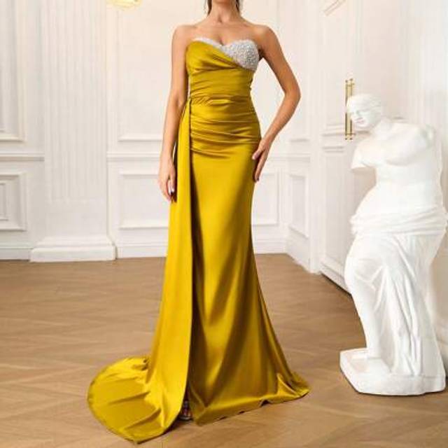 SHEIN Strapless Maxi Dress For Cocktail Party And Formal Event, Wedding Guest Dress, Evening Dress, Gown