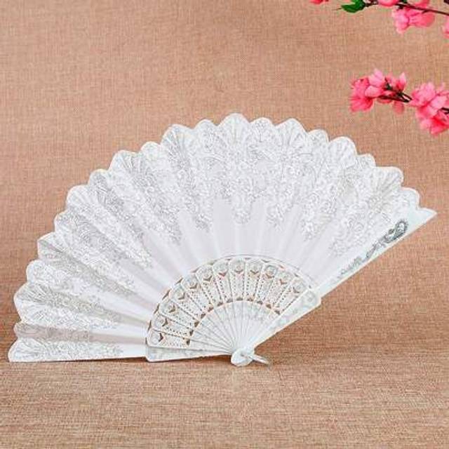 SHEIN 1pc Embroidered Foldable Summer Hand Fan, Chinese Style Folding Fan, Plastic, Suitable For Party, COS Performance, Photography Props