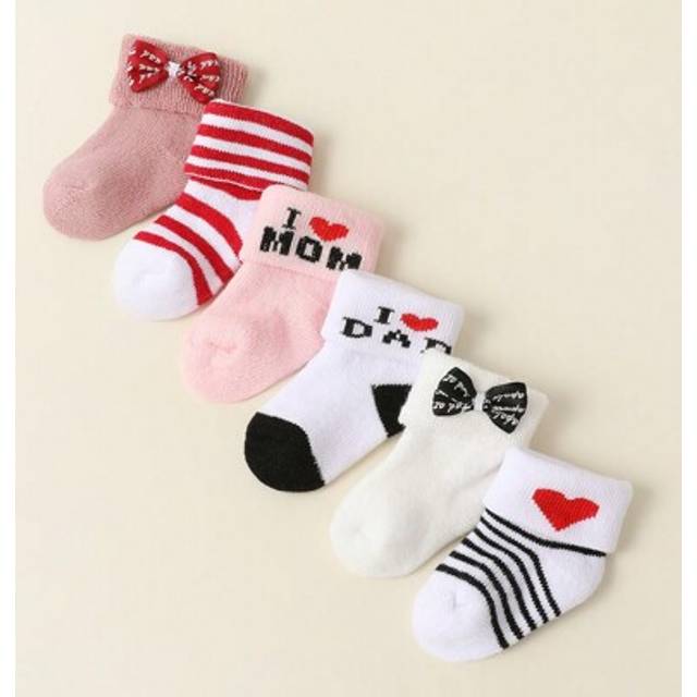 SHEIN 6pairs Candy Colors Newborn Baby Socks, Cute Warm Crew Socks For Infant Girls, Autumn/Winter