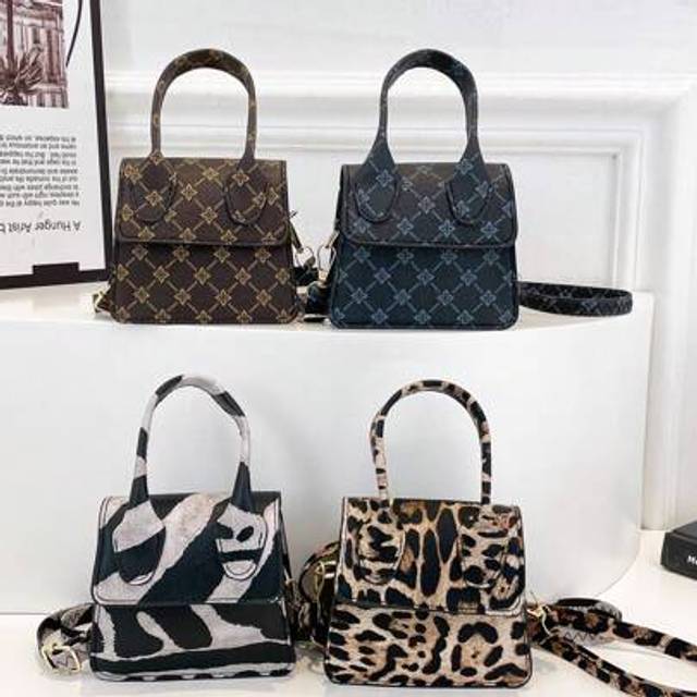 SHEIN 1pc Mini Elegant Fashion Old Flower Design One-Shoulder Crossbody Western Style Handbag Small Square Bag Girl Sweet Cool Leopard Print Crossbody Bag F