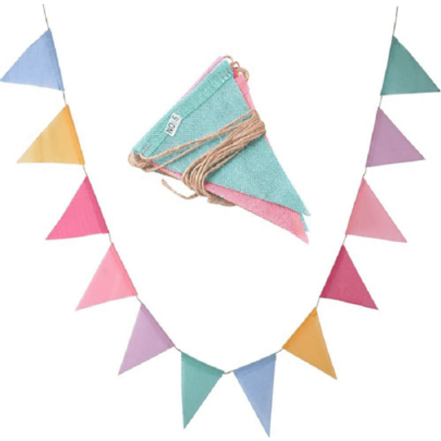 SHEIN 4M 12Flag Vintage Colorful Jute Linen Pennant Banner Birthday Wedding Halloween Party Decorations Bunting Garland Banners Hanging For Home Decor Fall