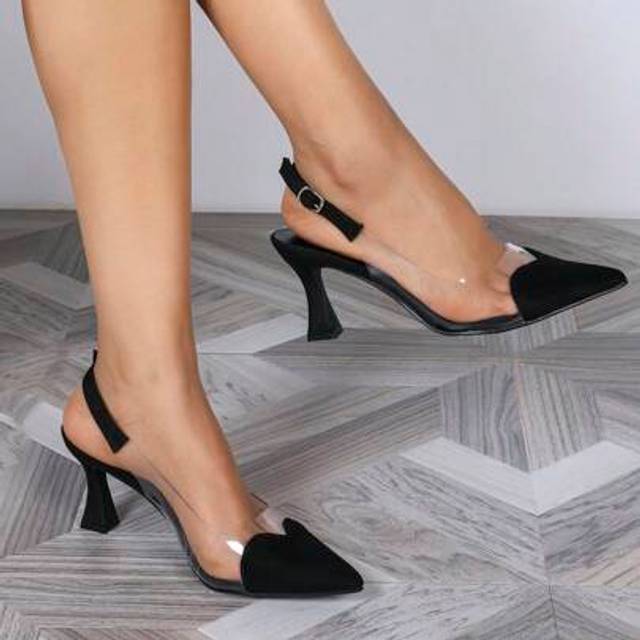 SHEIN Women&#39;s Black Pointed Toe High Heel Shoes, Comfortable Daily Versatile Fashion Sexy Elegant Dress Pumps, Enhancing Leg Length