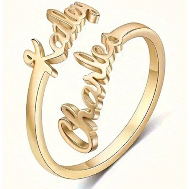 SHEIN Personalized, Custom Letter Open Rings, Personalized Name Cut-Out Rings, Bohemian Finger Ring Birthday Gifts, Bohemian Style, Valentine&#39;s Day, Thanksg